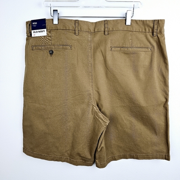 Old Navy #549103 Slim Built-in Flex Rotation Dark Tan/Brown Chino Shorts NWT - Picture 3 of 11